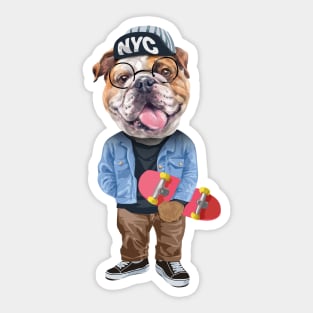 Funny English bulldog - Skateboard Sticker